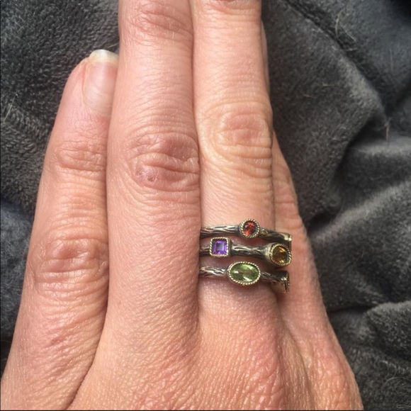 Sterling Silver 18k gold ring semi-precious stones